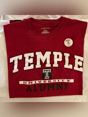 Temple University Alumni BUNDLE-Graphic Tee GUC & 1-1/2” Logo Button Pin 🆕 .